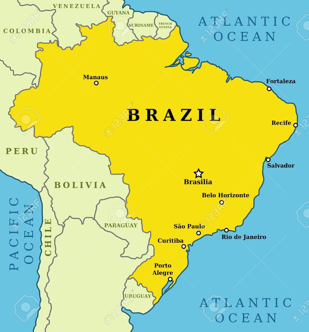 grote steden in Brazilië kaart