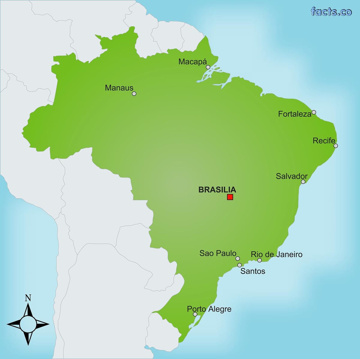de hoofdstad van Brazilie op de kaart
