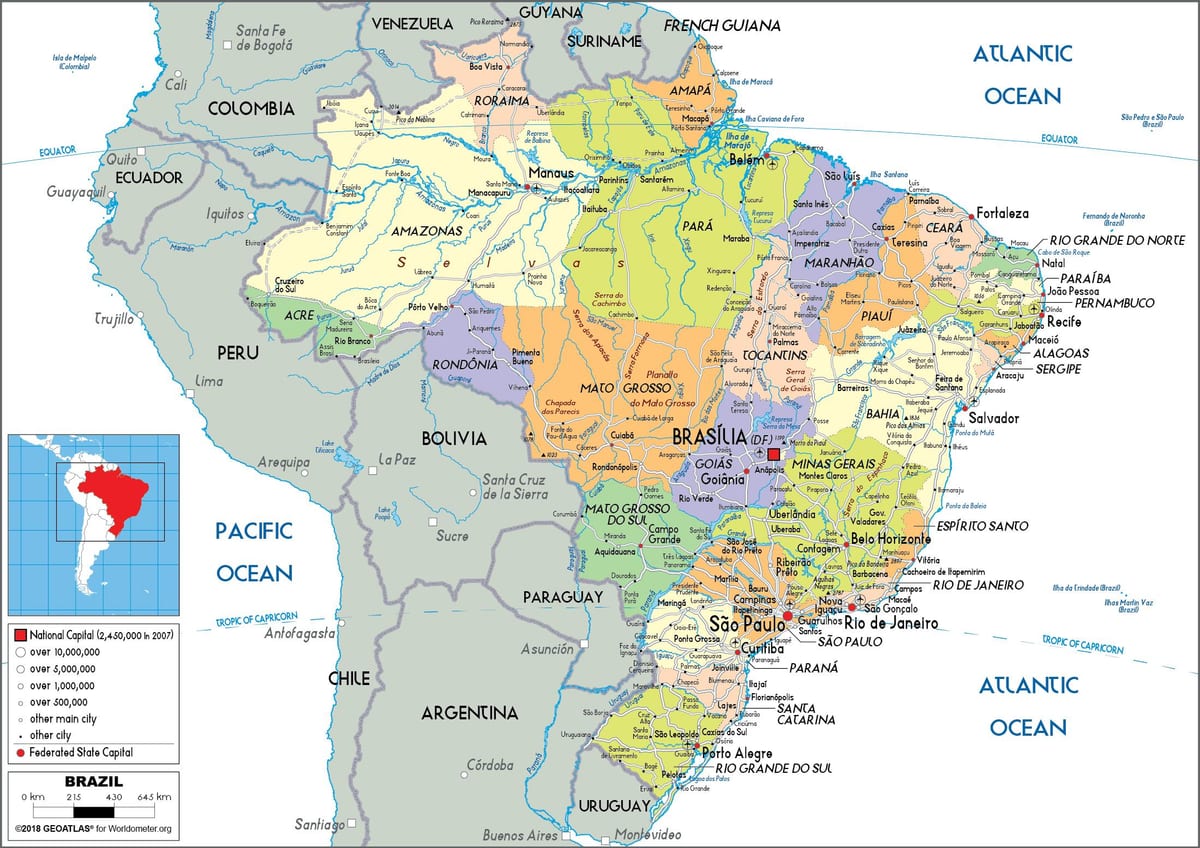 Brazilië in kaart