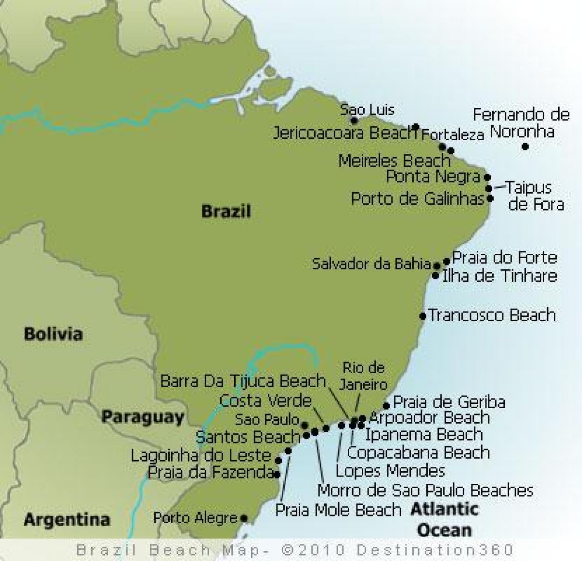 kaart van Brazilië stranden