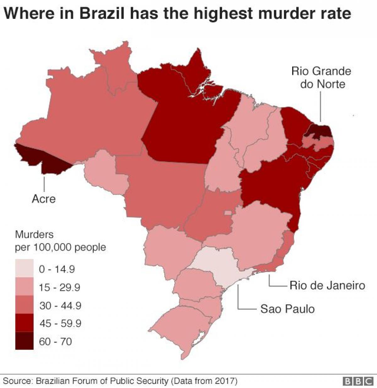 kaart van Brazilië misdaad