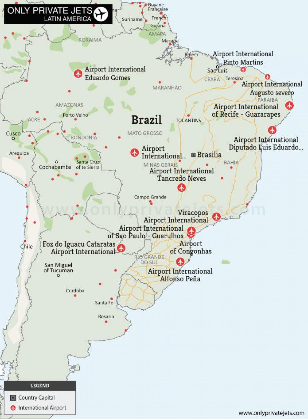 luchthavens in de kaart van Brazilië