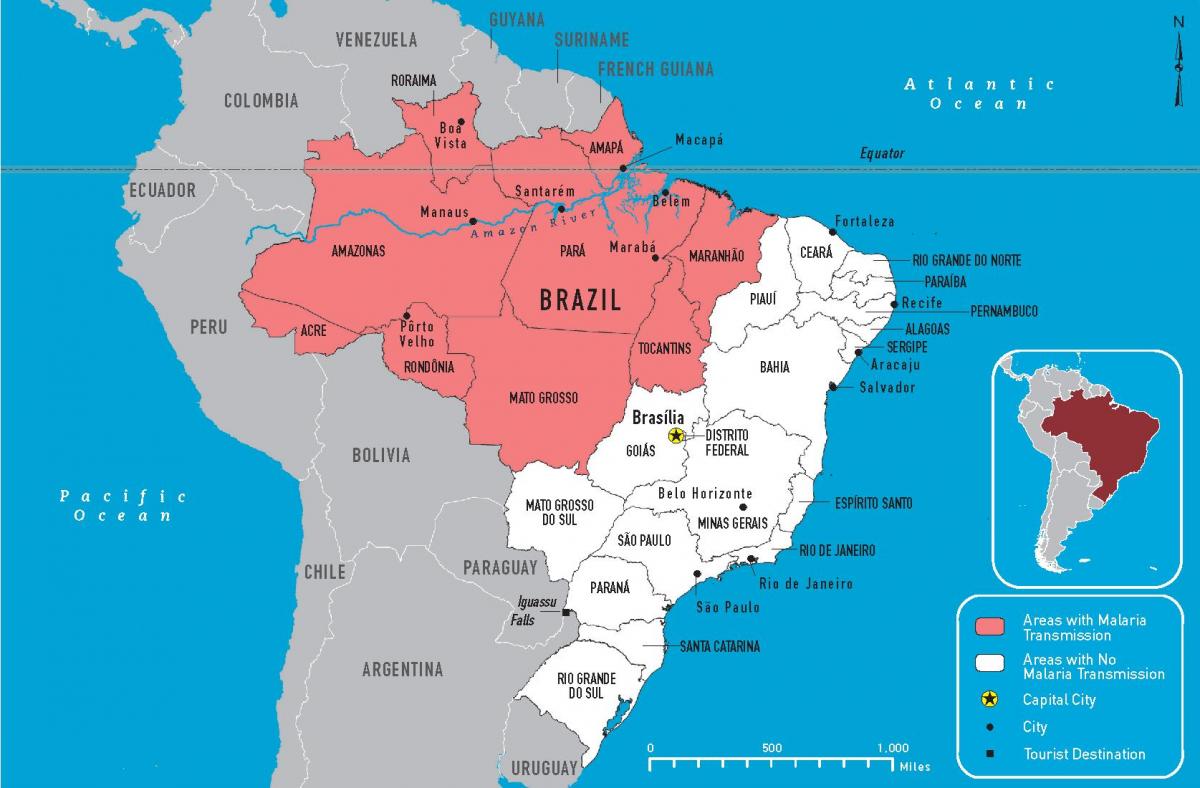malaria kaart van Brazilië