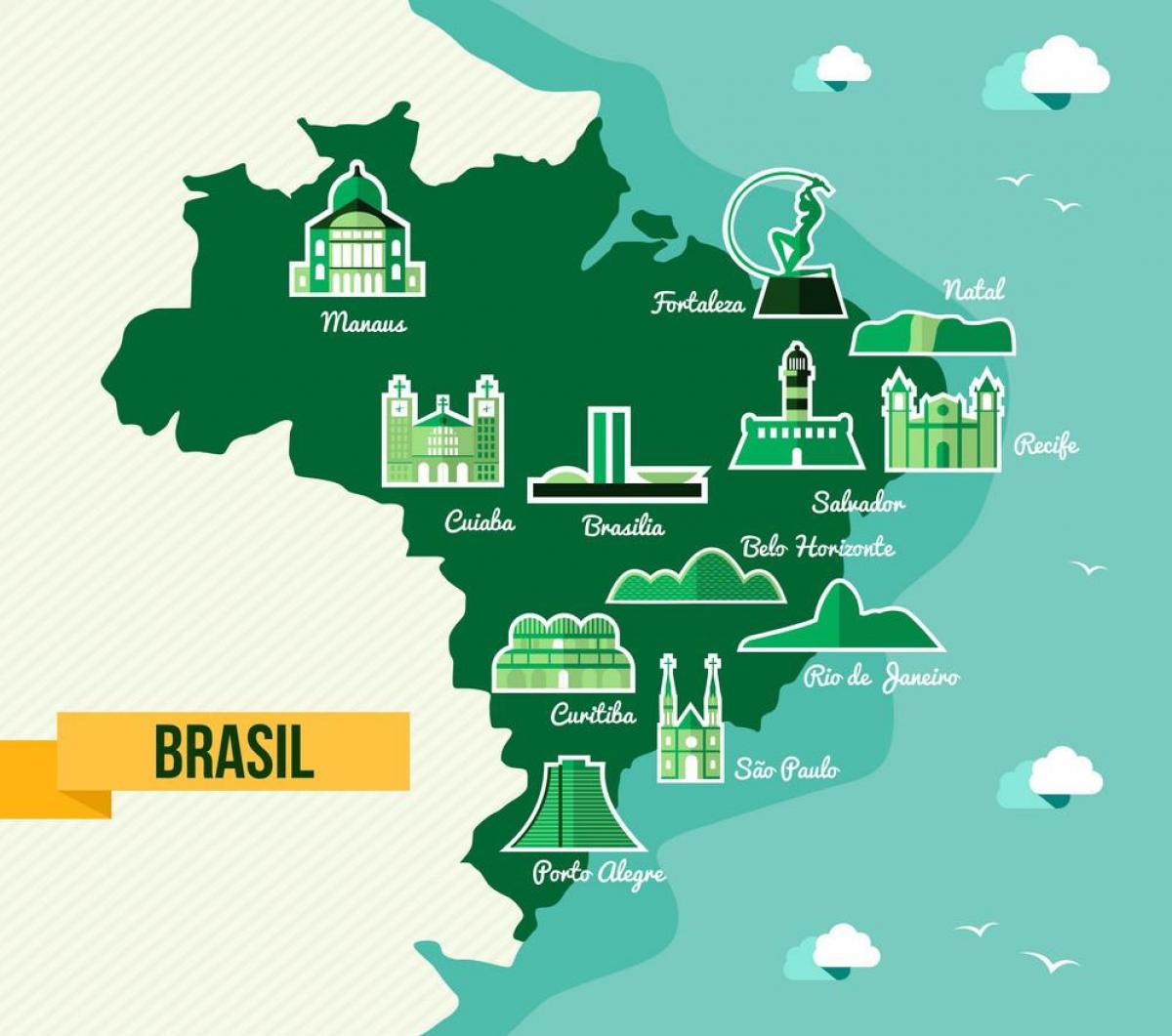 kaart van Brazilië monumenten