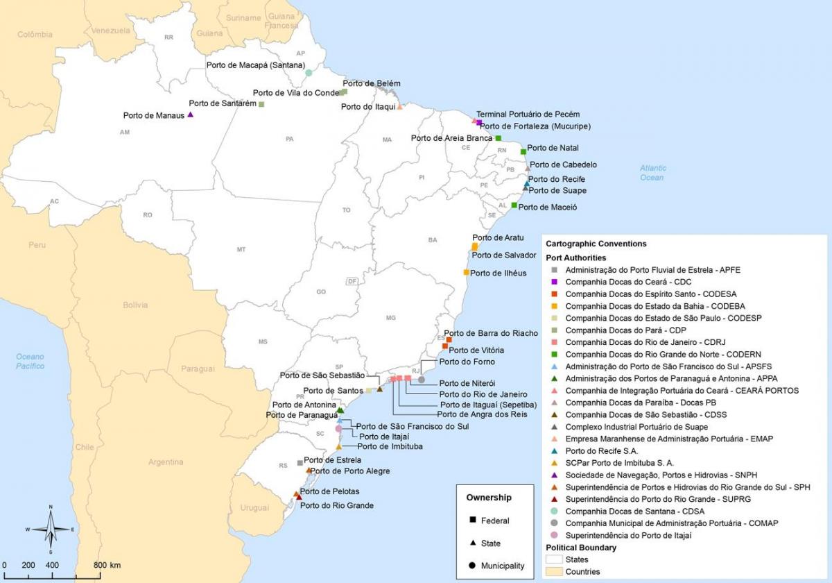 kaart van Brazilië poorten