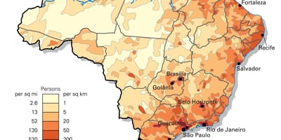 Bevolkingsdichtheid kaart van Brazilië