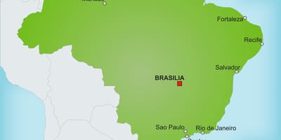 De hoofdstad van Brazilie op de kaart