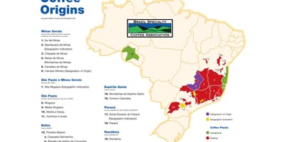 Kaart van Brazilië koffie