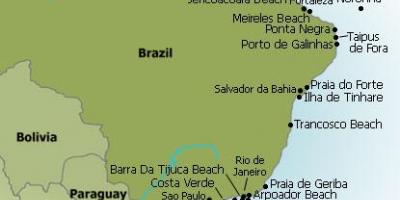 Kaart van Brazilië stranden