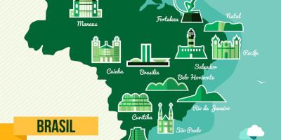 Kaart van Brazilië monumenten