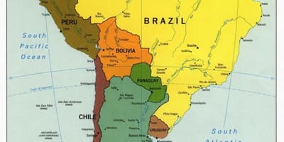 Kaart van Brazilië omringende landen