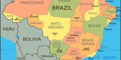 Kaart van Brazilië met steden en staten