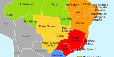 Brazilië regio ' s in kaart