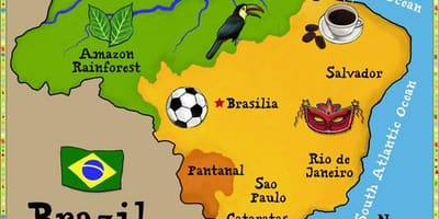 Kaart van Brazilië voor kinderen