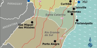 Kaart van zuid-Brazilië